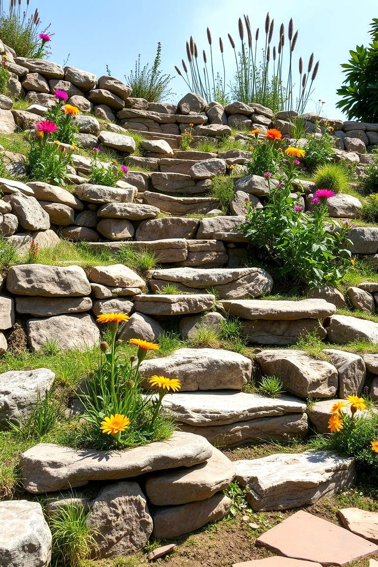 Rustic Stone Tiered Garden - 25 Tiered Garden Ideas