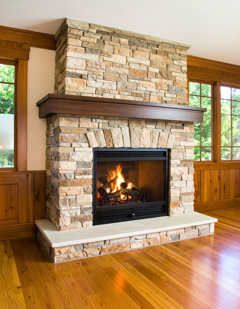 Rustic Stone look Faux Fireplace Idea