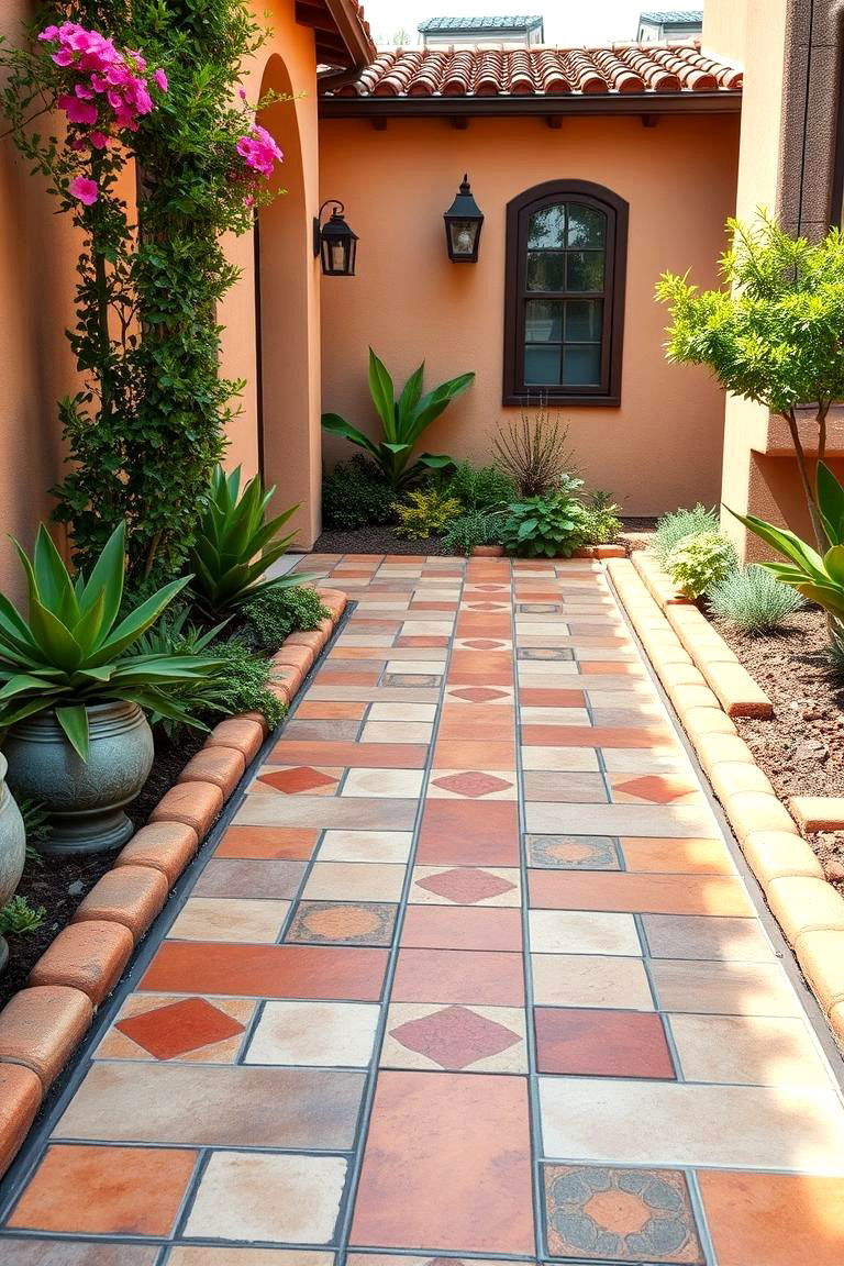 Rustic Tile Walkway - 25 Farmhouse Walkway Ideas