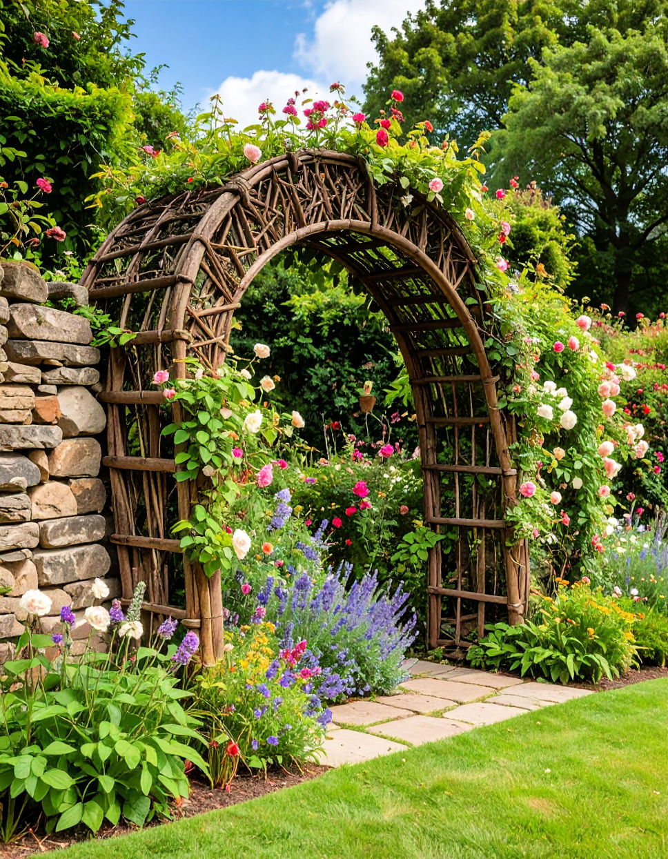Rustic Wicker Trellis for Cottage Gardens Trellis Ideas