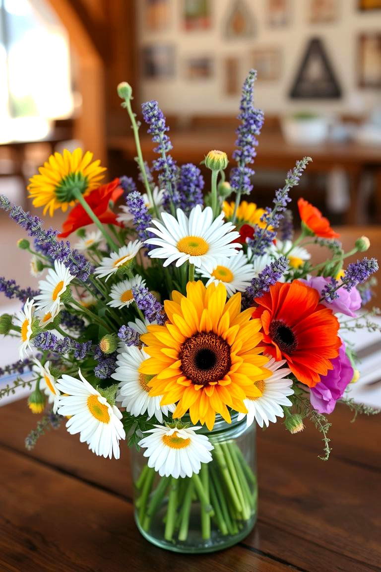 Rustic Wildflower Display - 25 Flower Centerpiece Ideas