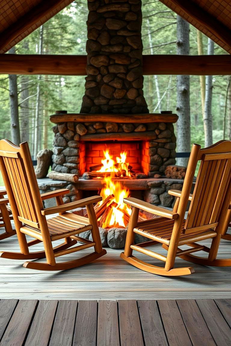 Rustic Wood Rocking Chairs for Classic Charm - 25 Fire Pit Chair Ideas
