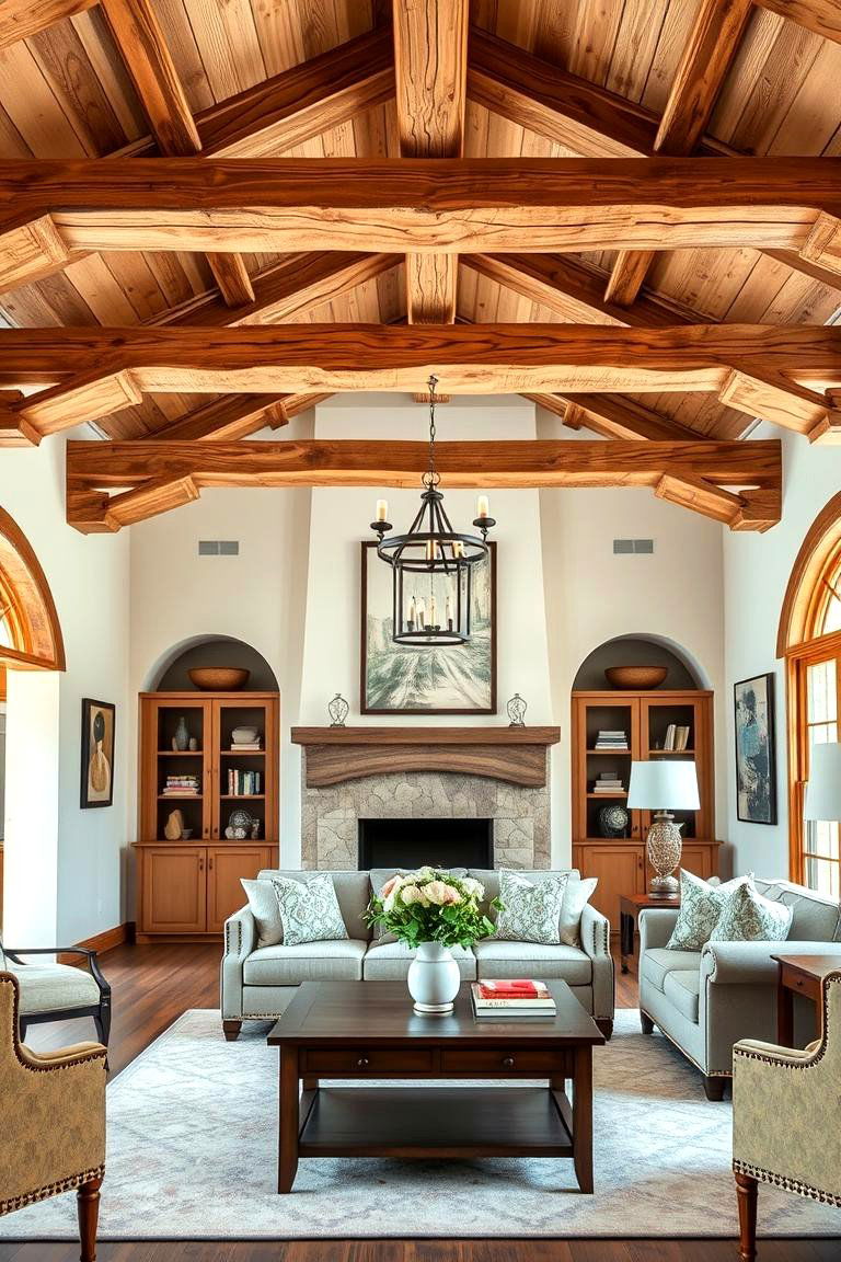 Rustic Wooden Beams for Architectural Interest - 25 French Country Living Room Ideas