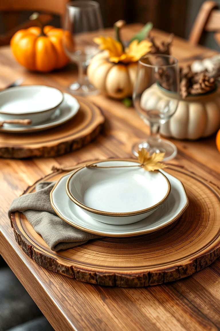 Rustic Wooden Chargers - 25 Fall Table Decor Ideas