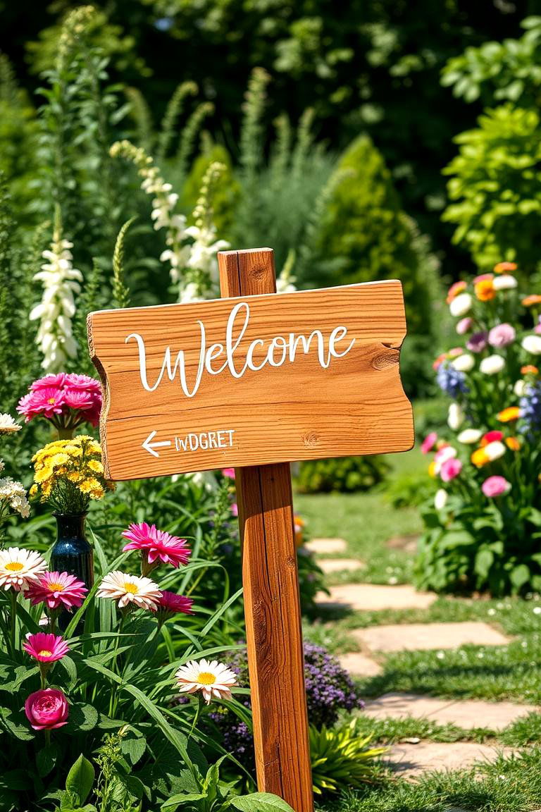 Rustic Wooden Signage - 25 Garden Wedding Ideas