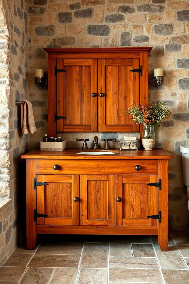 Rustic Wooden Vanity - 25 Tuscan Bathroom Ideas