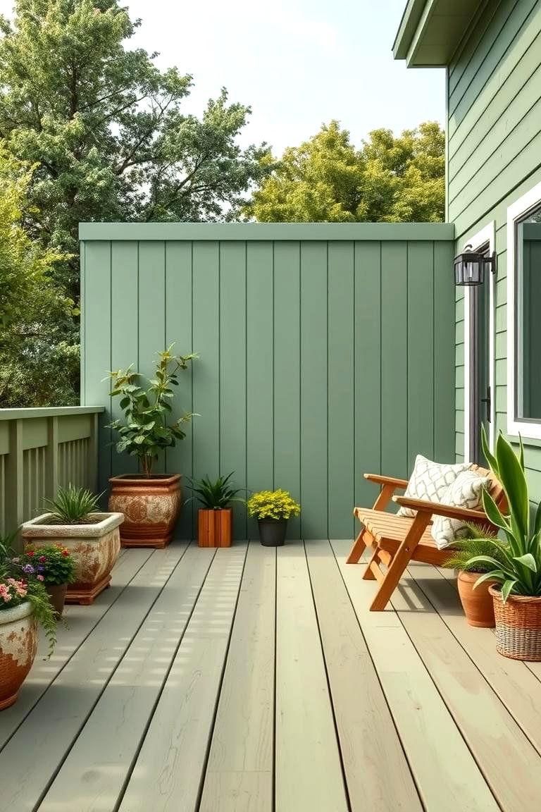 Sage Green for a Calming Earthy Vibe - 25 Deck Color Ideas