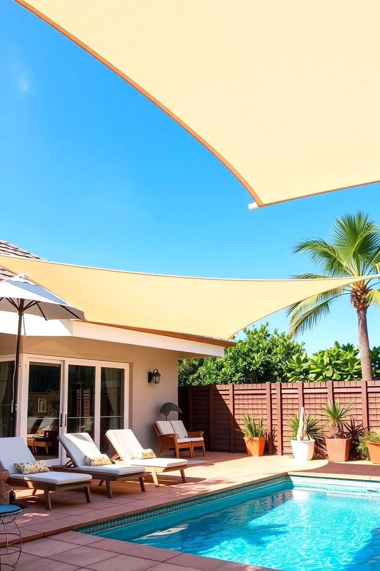 Sail Track Systems for Adjustable Fabric Shade - 25 Pool Shade Ideas
