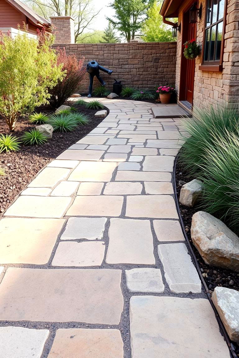 Sandstone Slab Walkway - 25 Farmhouse Walkway Ideas
