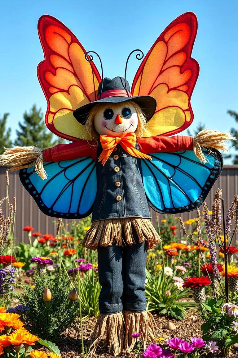 Scarecrow with Fabric Wings - 25 Garden Scarecrow Ideas