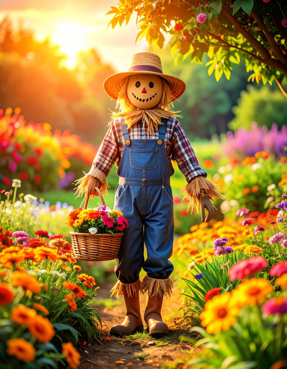 Scarecrow with Hanging Basket