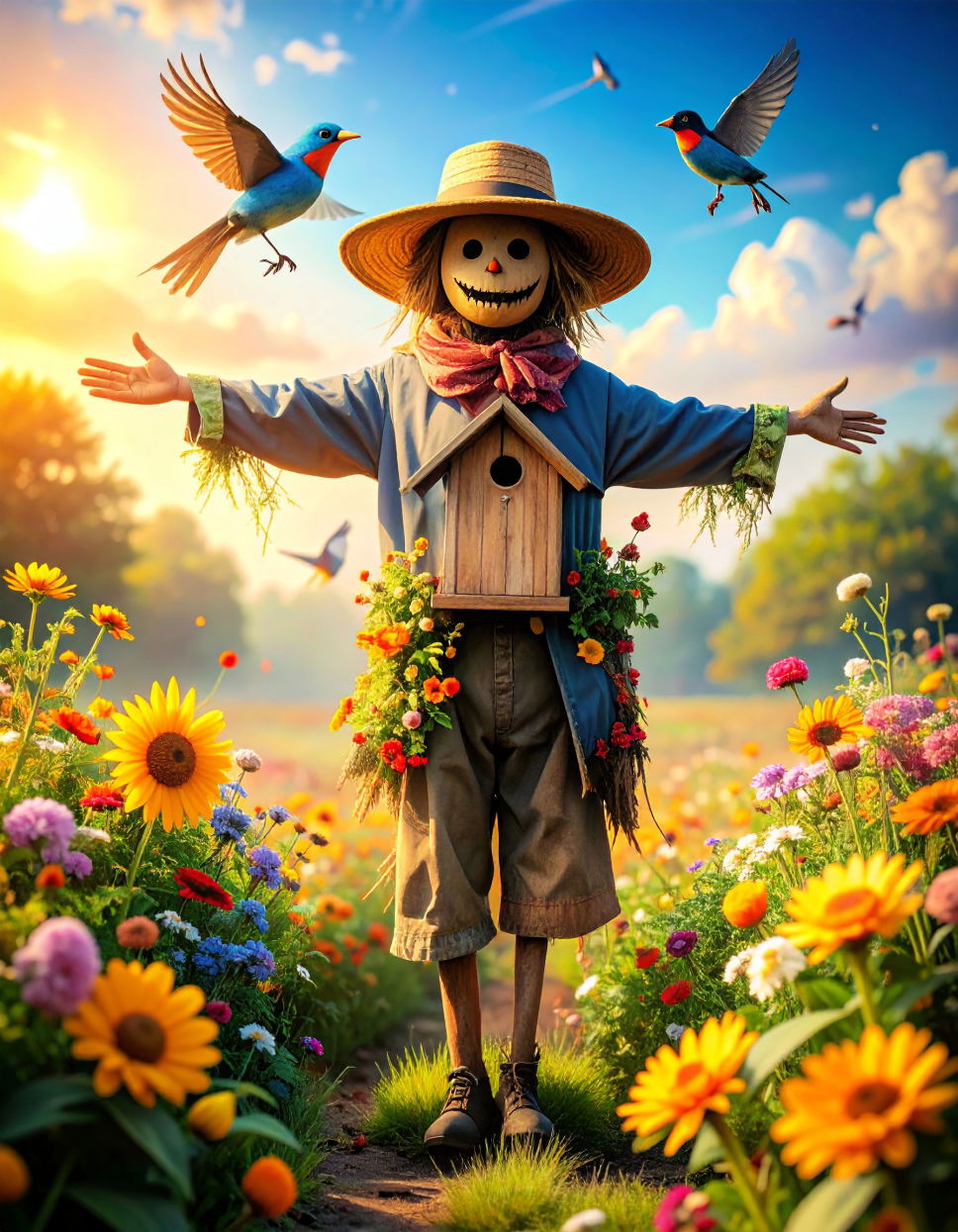 Scarecrow with a Birdhouse