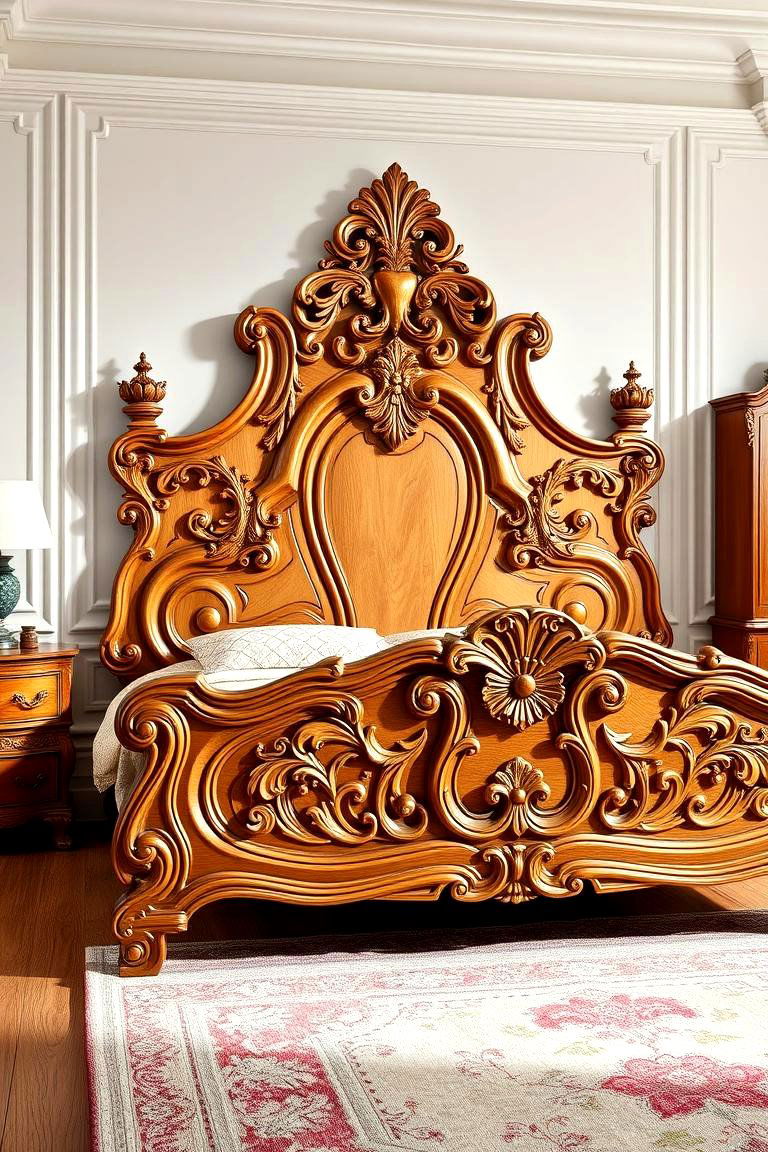 Sculpted Wooden Bed Frames for Artful Details - 25 Victorian Bedroom Ideas