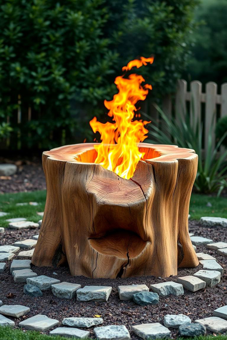 Sculptural Tree Stump Fire Pit - 25 Tree Stump Fire Pit Ideas