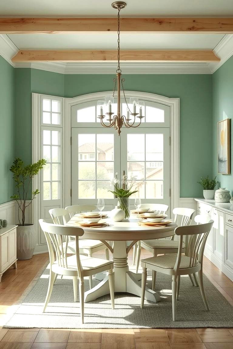 Sea Green for a Calming Coastal Feel - 25 Green Dining Room Ideas