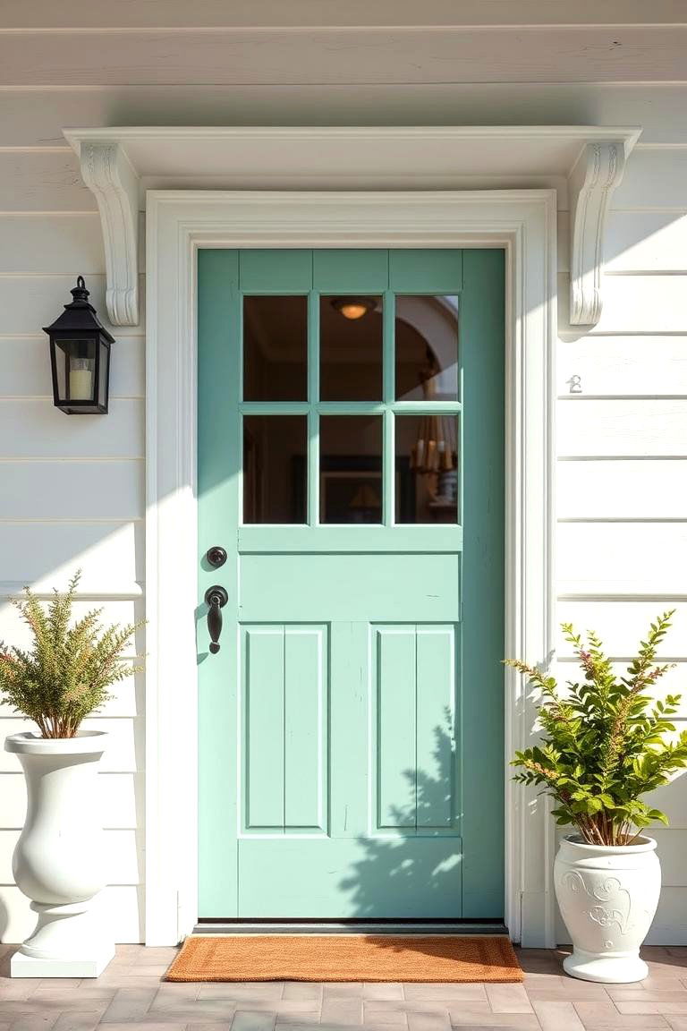 Seafoam Green for a Beachy Vibe - 25 Green Front Door Ideas