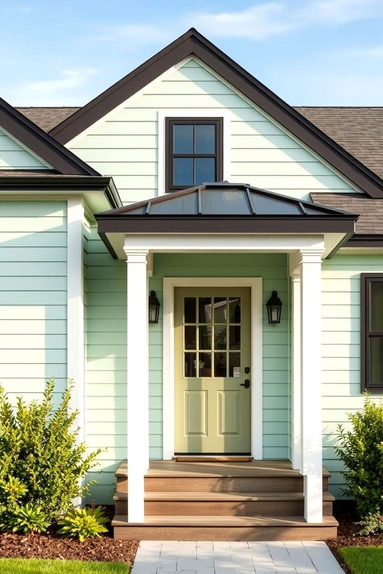 Seafoam Green with Black Accented Roof - 25 Green House Exterior With Black Trim