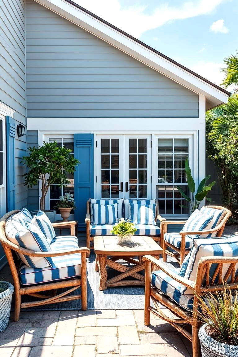Seaside Inspired Patio with Nautical Touches - 25 Front Yard Patio Ideas