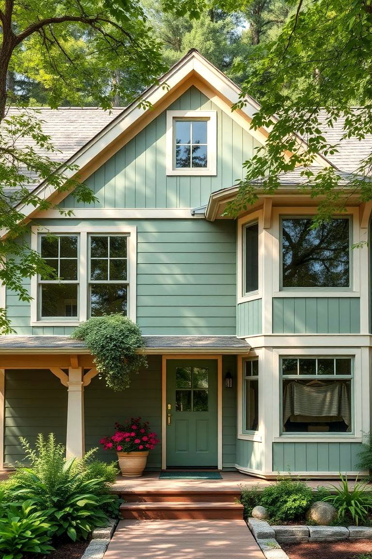 Serene Sage Green for a Natural Blend - 25 Lake House Exterior Colors Ideas