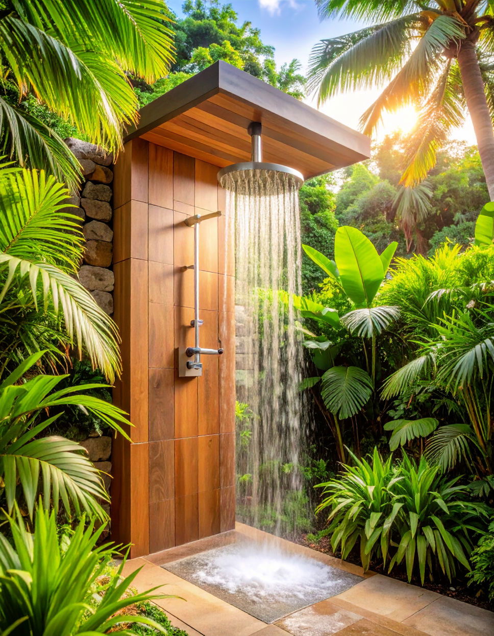Set Up a Tropical Outdoor Shower Tropical Patio Ideas