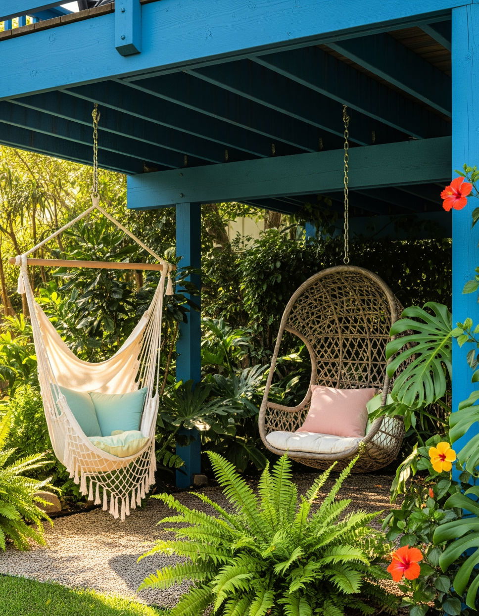 Setting Up a Hammock or Swing Chair Under Deck Landscaping Ideas