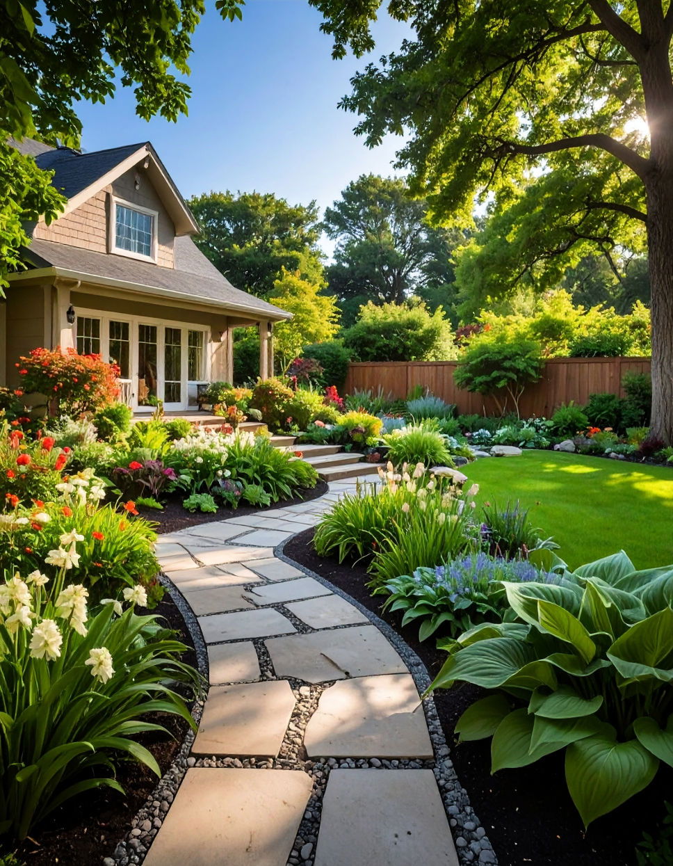 Shade Garden With Hostas