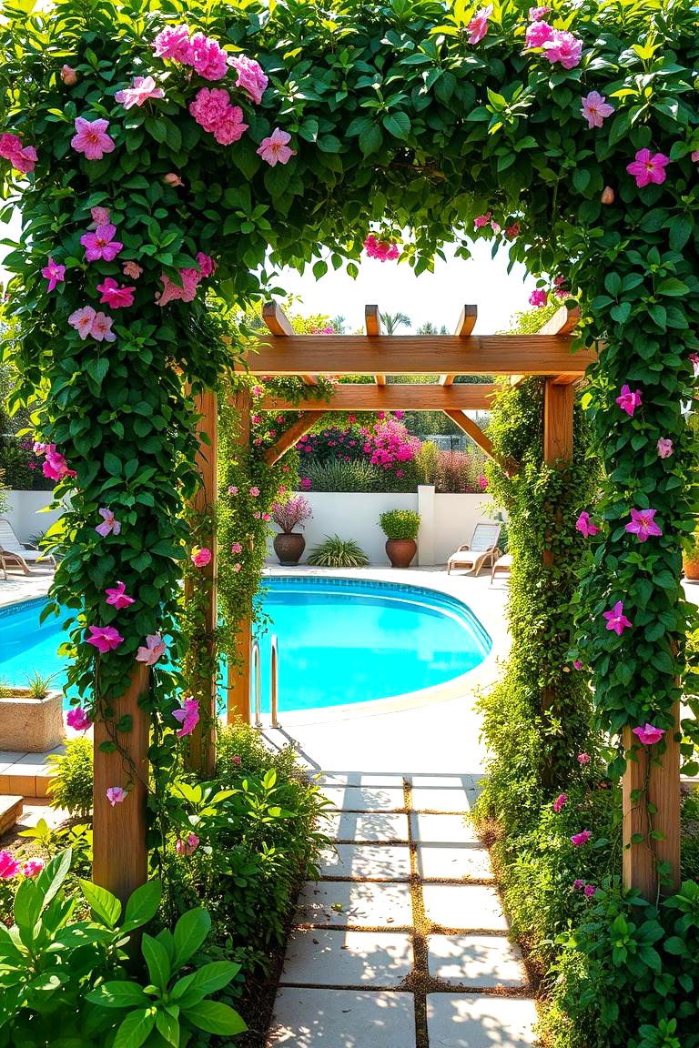 Shade Providing Garden Arbors and Trellises - 25 Pool Shade Ideas