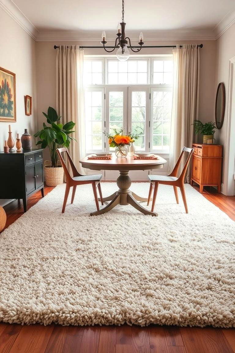 Shag Carpet for a Retro Touch - 25 Carpeted Dining Room Ideas