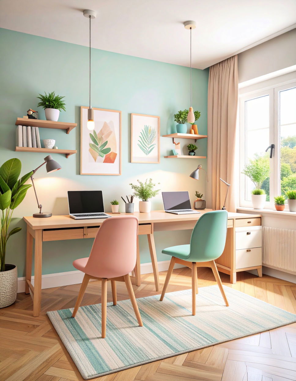 Shared Study Area for Productive Mornings Twin Bedroom Ideas