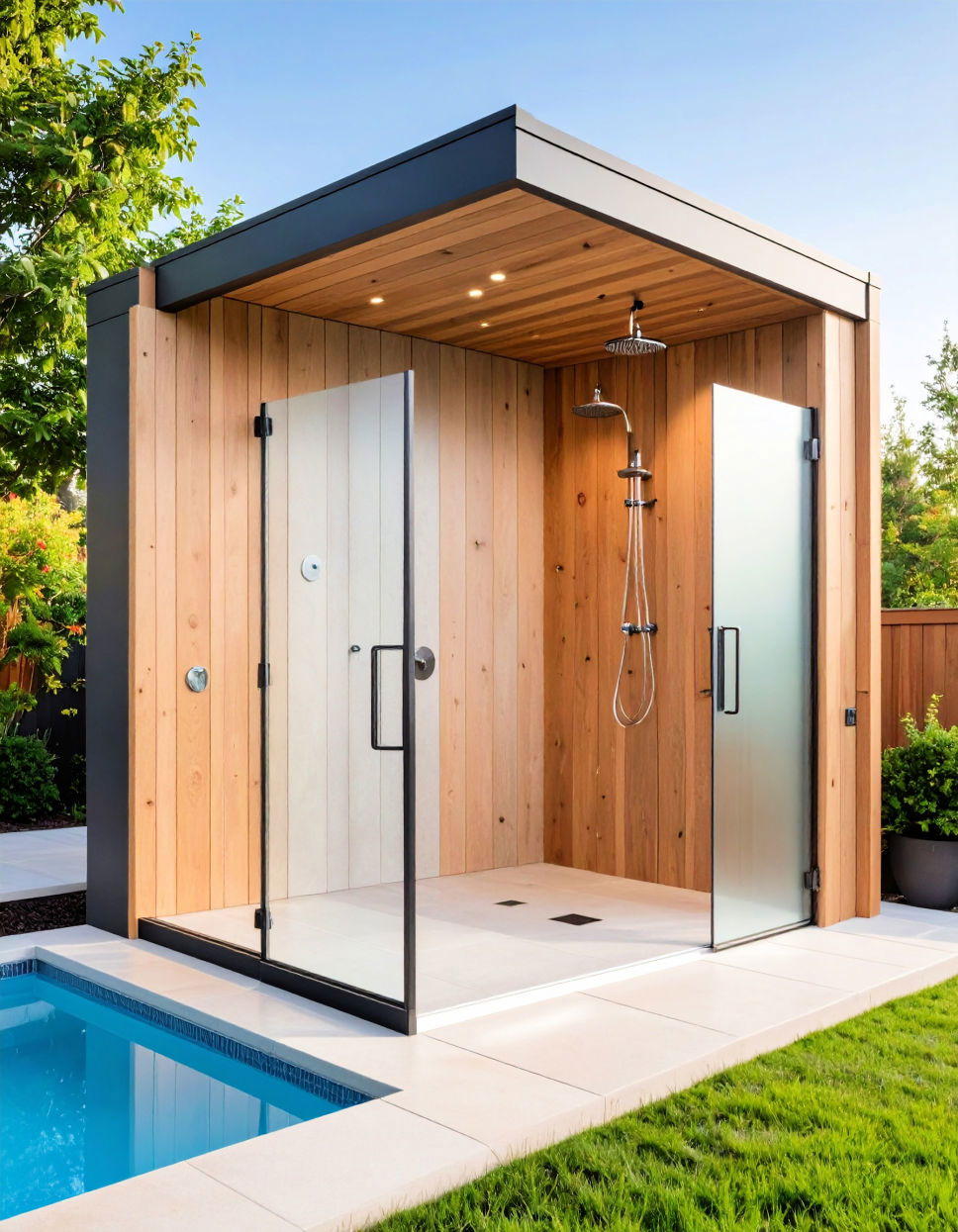Shed with Outdoor Shower Hookups