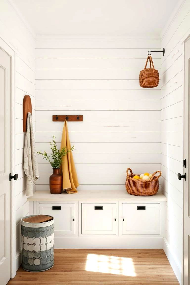Shiplap Walls for Classic Farmhouse Appeal - 25 Farmhouse Mudroom Ideas