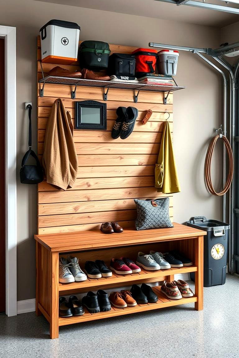 Shoe Rack with Bench - 25 Garage Shoe Storage Ideas