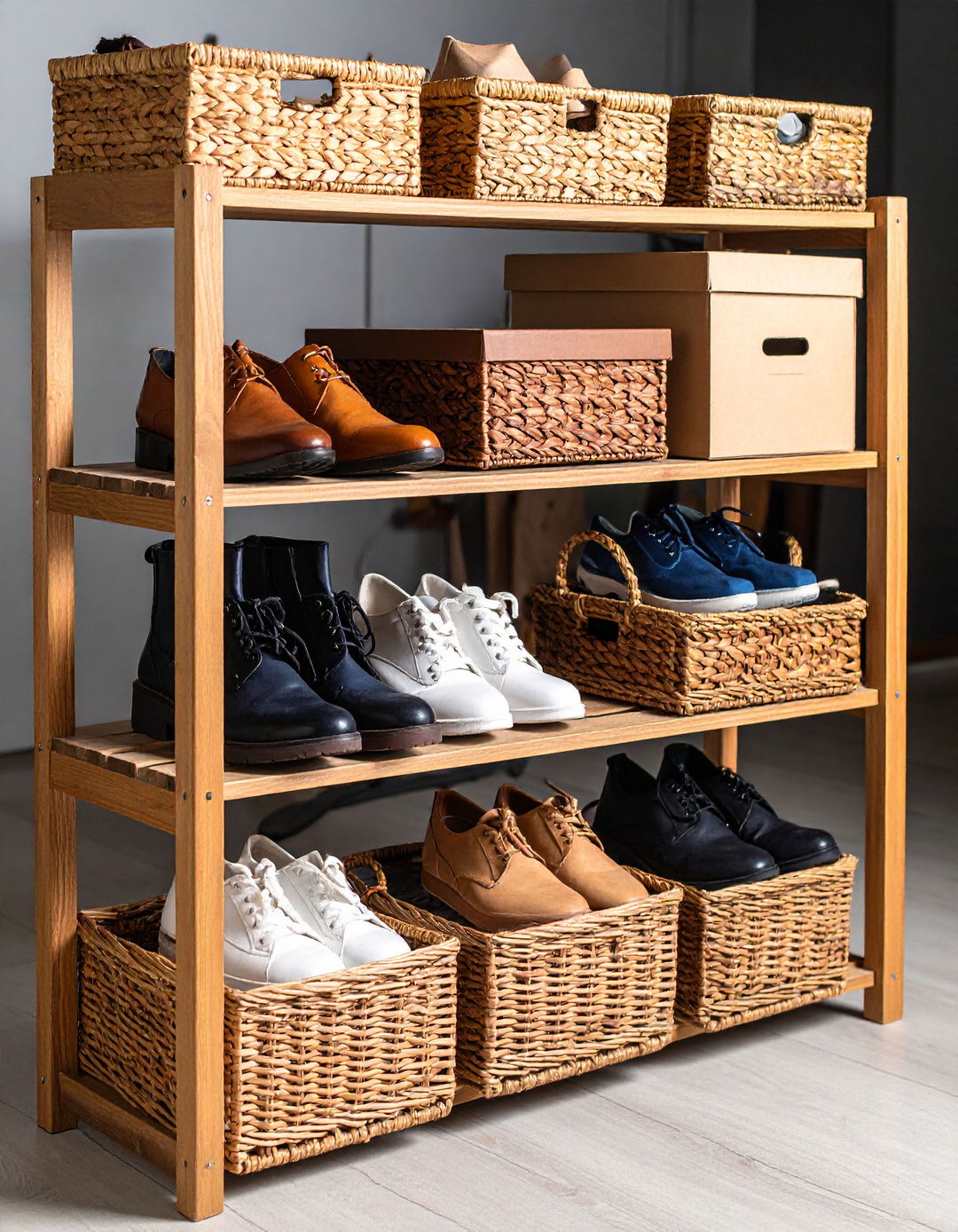 Shoe Storage in Baskets