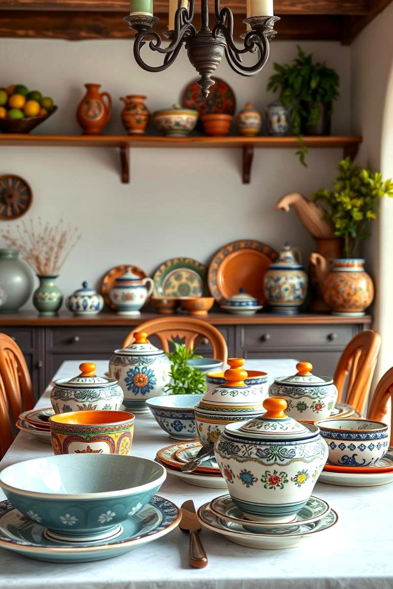 Showcase Ceramic and Clay Tableware - 25 spanish style dining room ideas