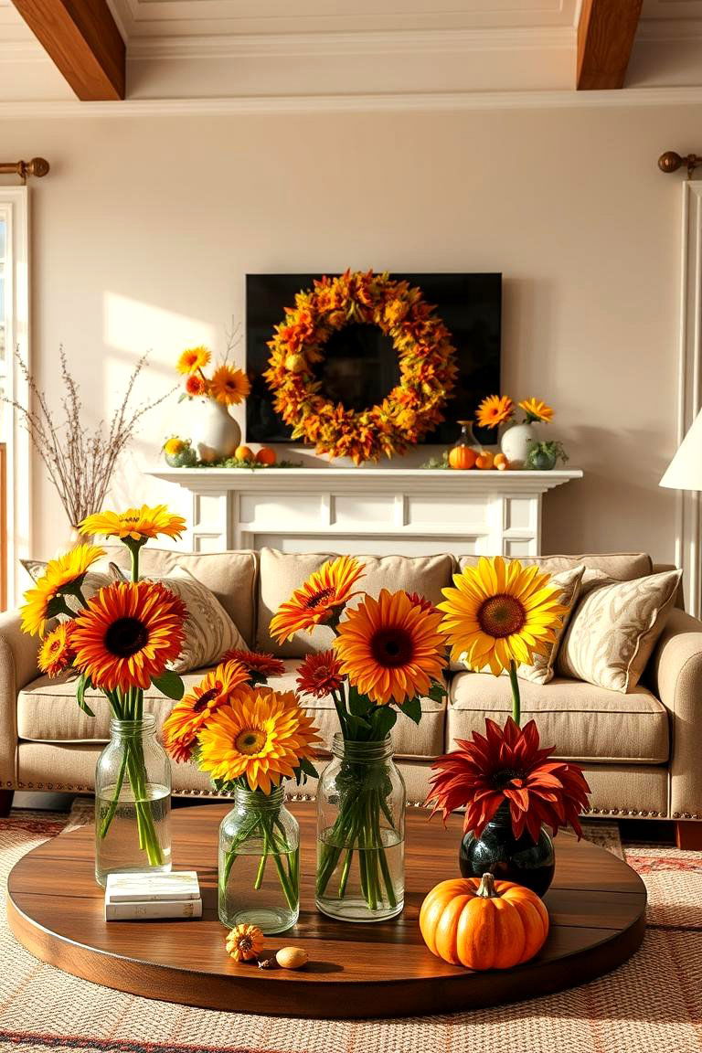 Showcase Fall Inspired Florals - 25 Fall Living Room Ideas
