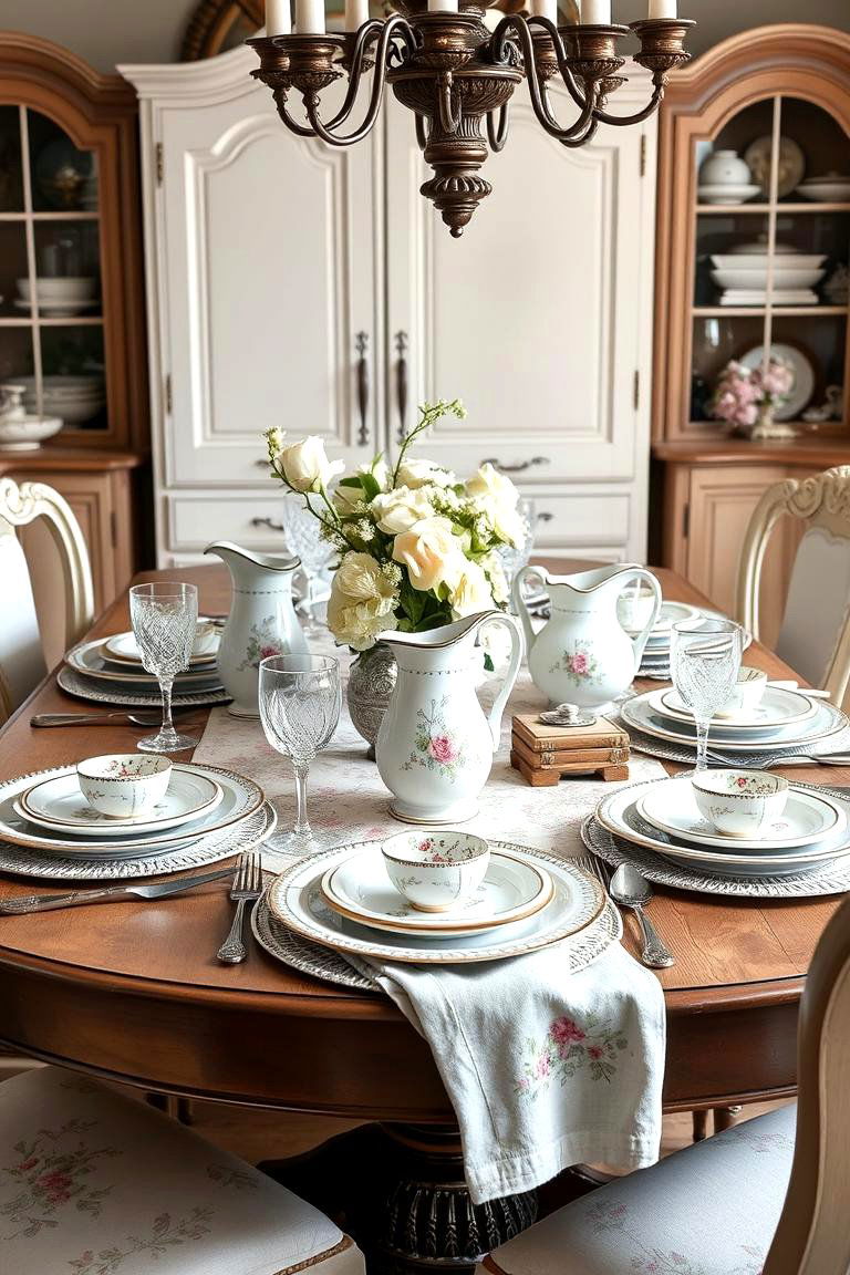 Showcase French Provincial Tableware - 25 French Country Dining Room Ideas