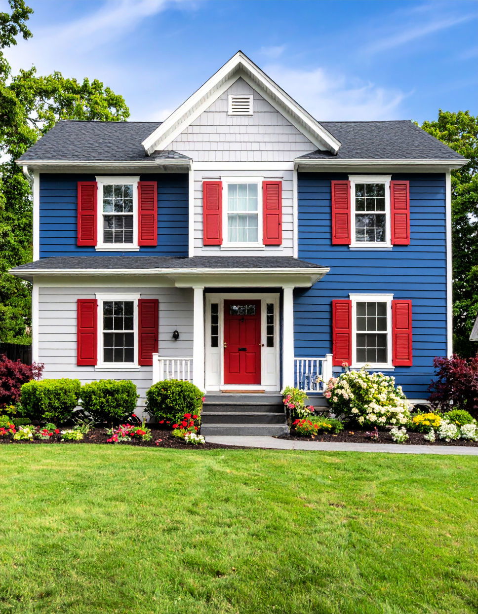 Siding with Colored Shutters and Trim Two tone Siding Designs
