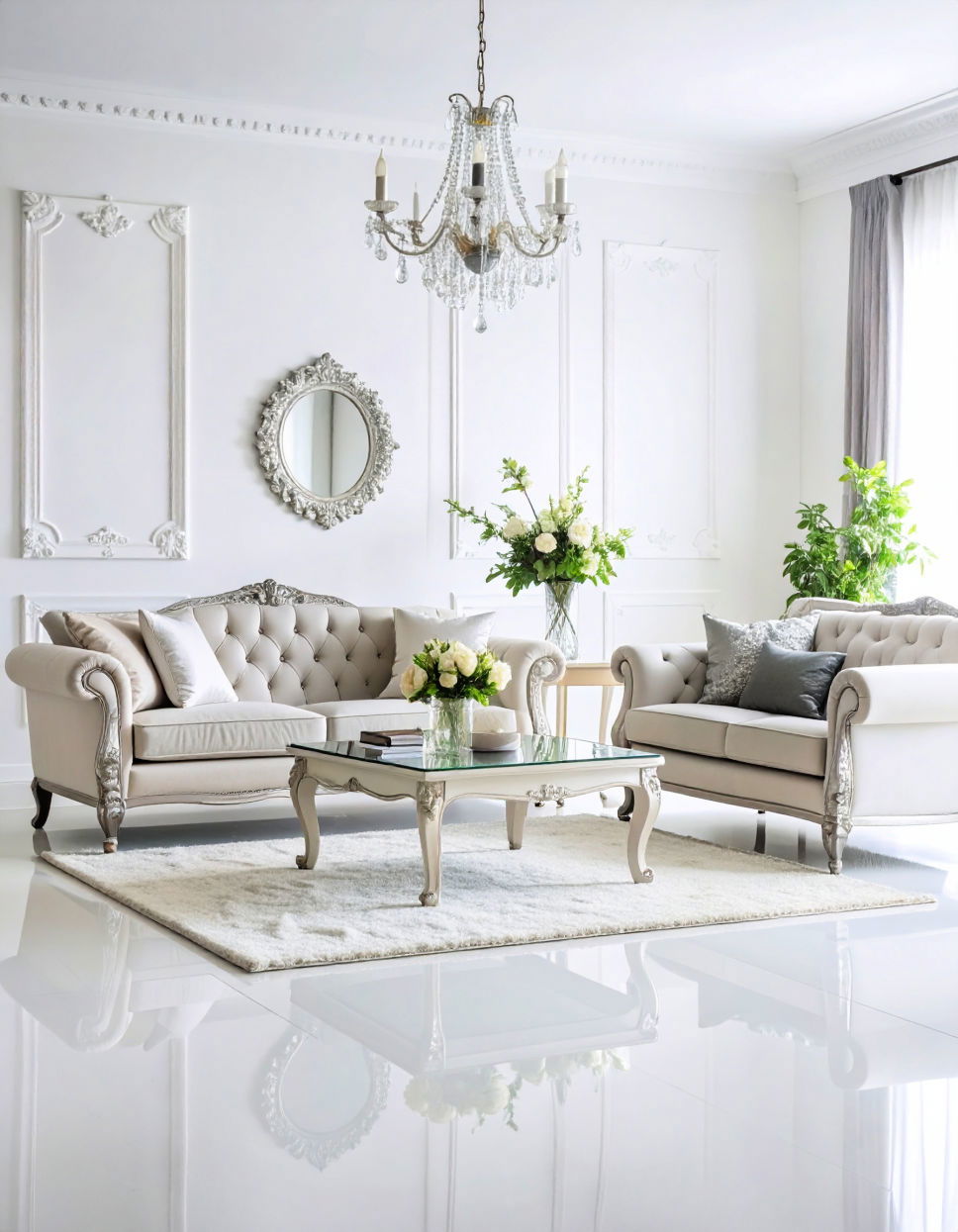 Silver and White for Glamorous Minimalism Two Colour Combination for Living Room