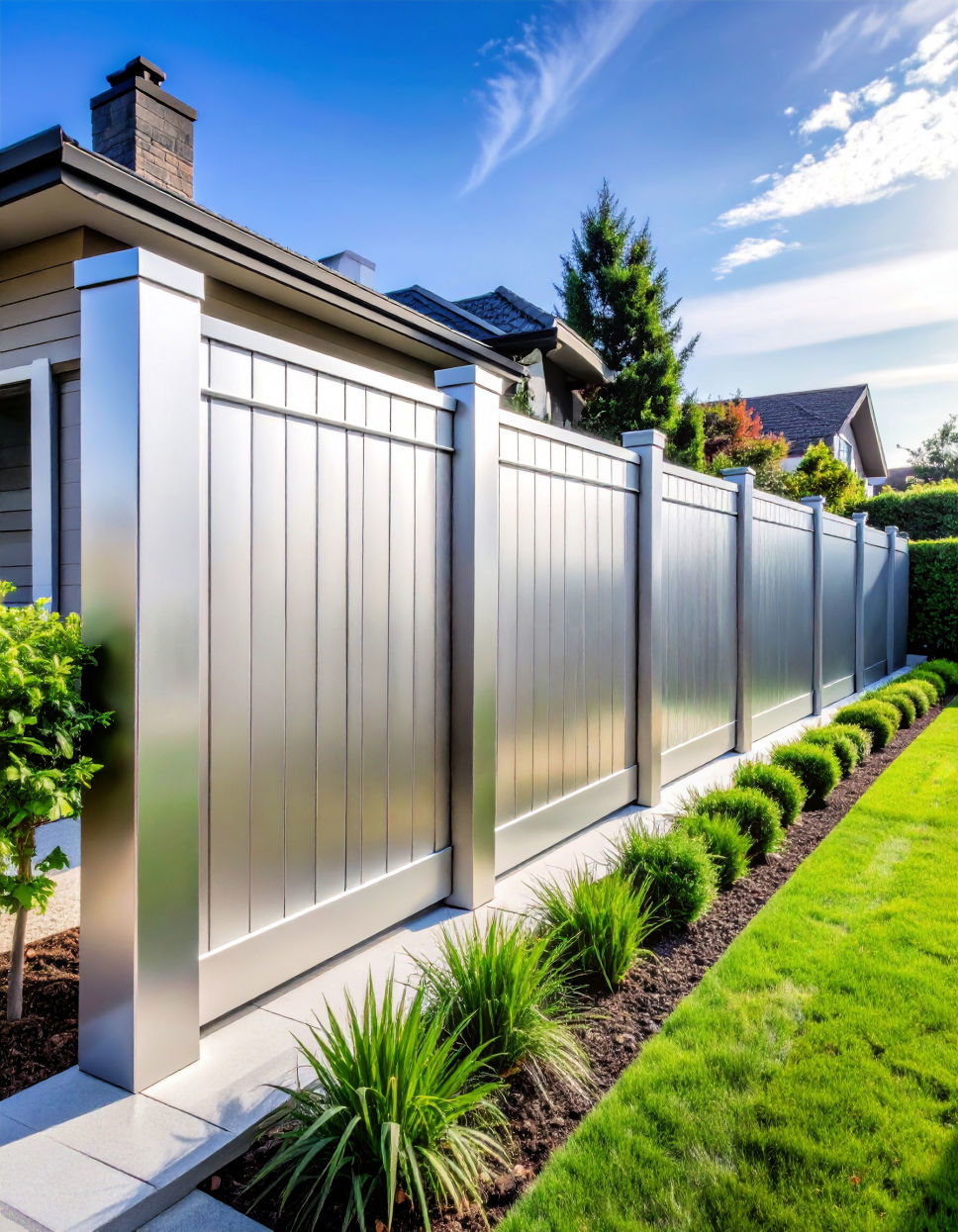 Silver for a Modern Metallic Touch Vinyl Fence Colors
