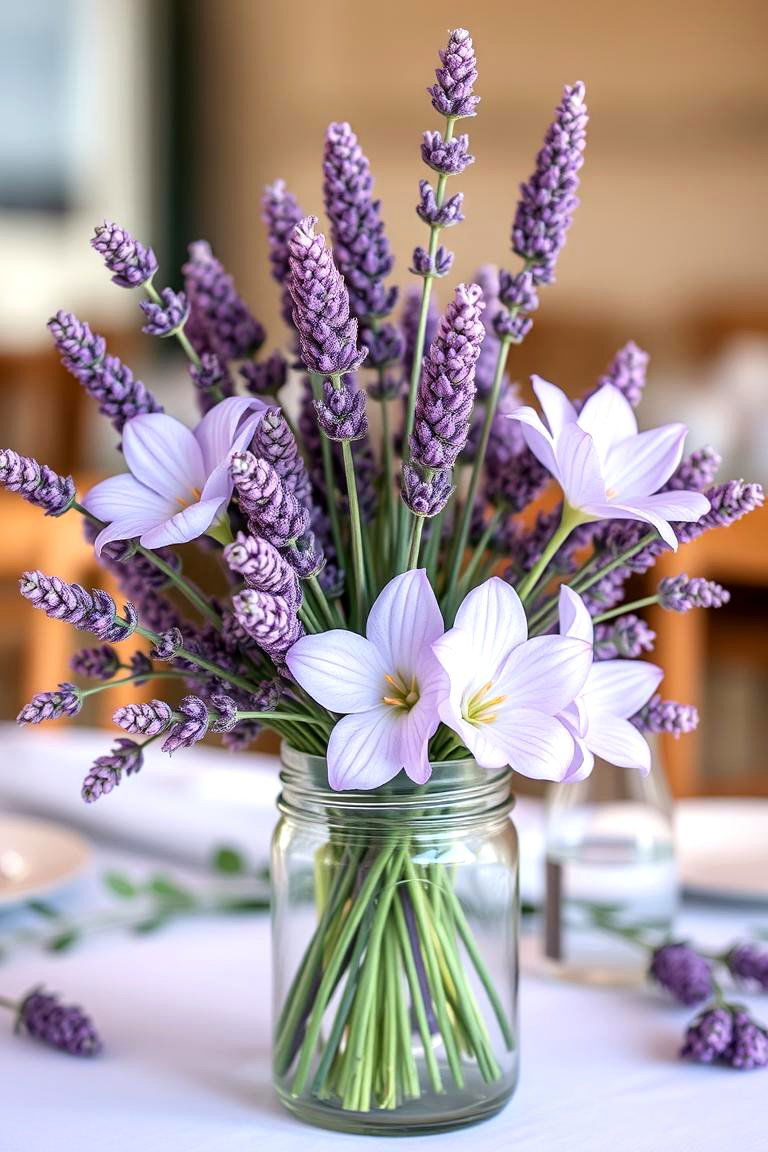 Simple Lavender Bouquet - 25 Flower Centerpiece Ideas