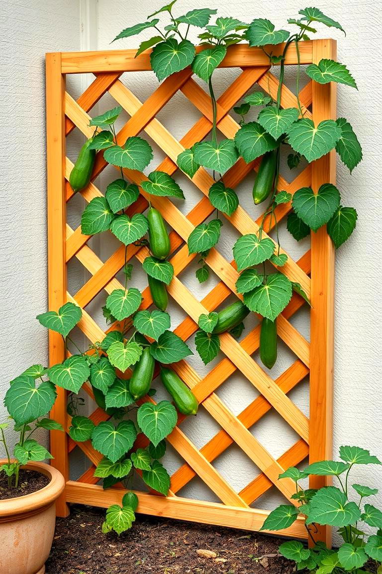 Simple Wooden Lattice - 25 Cucumber Trellis Ideas