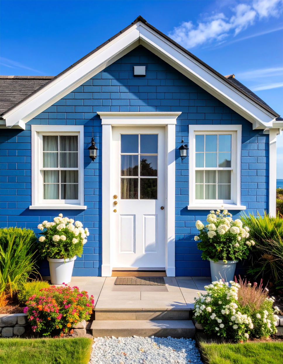 Slate Blue Brick with White Trim