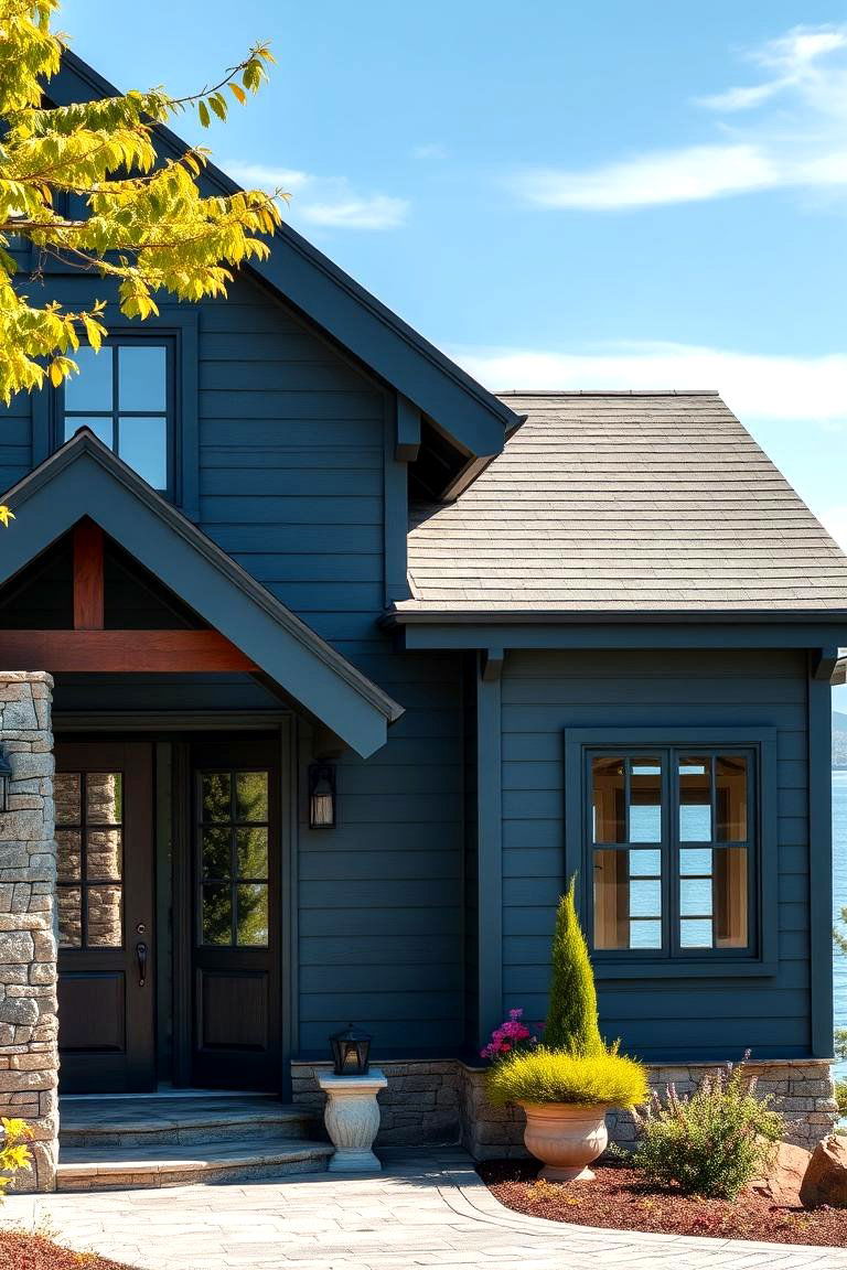 Slate Blue for Rustic Elegance - 25 Lake House Exterior Colors Ideas