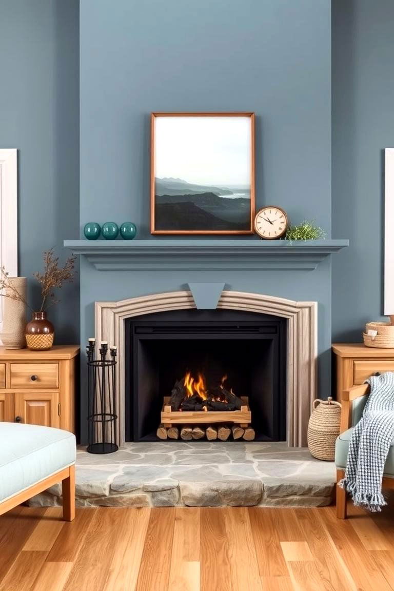 Slate Blue for a Calm Peaceful Vibe - 25 Fireplace Paint Ideas