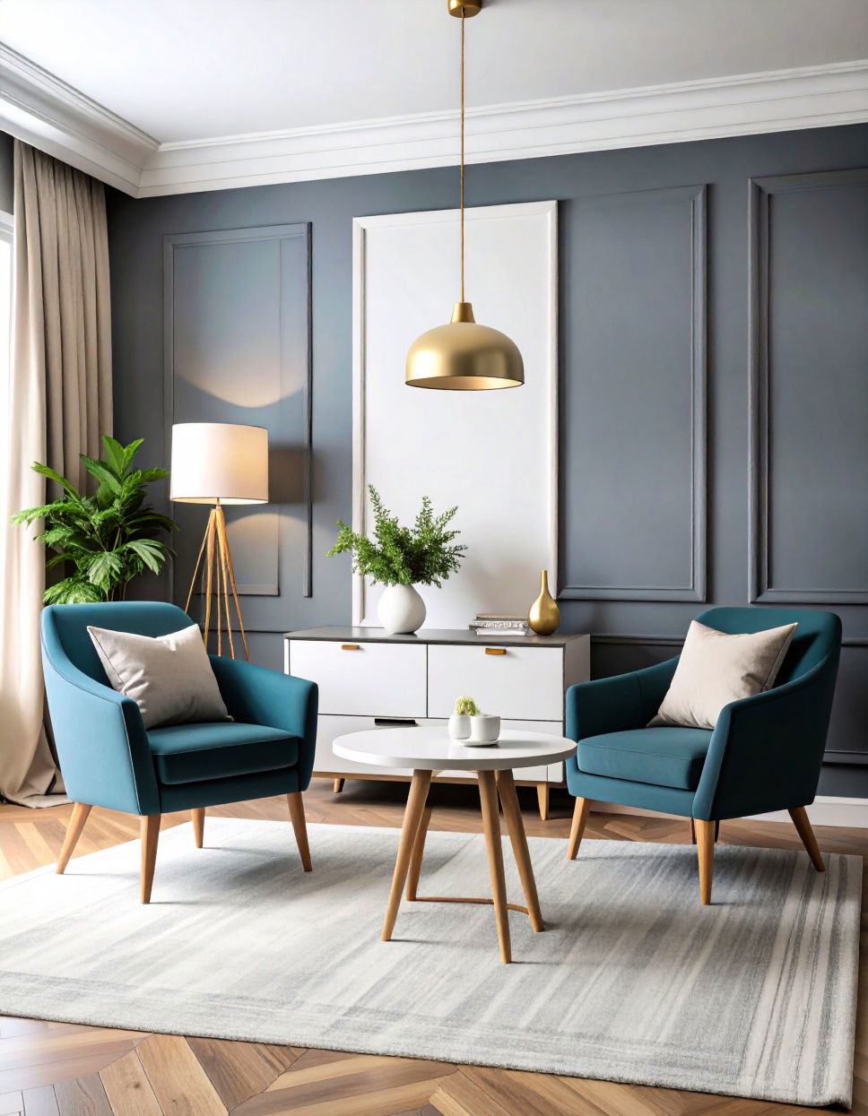 Slate Gray and White for a Clean Minimalist Look Two Tone Wall Paint Ideas