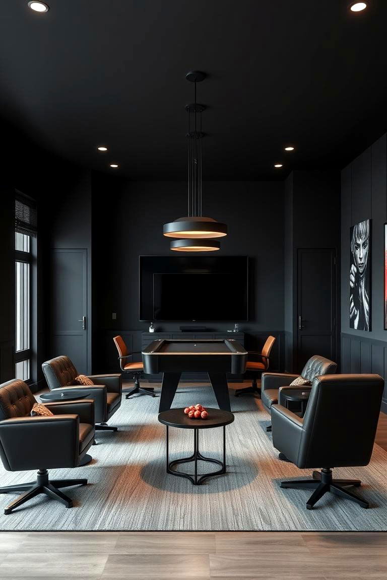 Sleek Charcoal Gray for a Bold Statement - 25 Game Room Paint Ideas