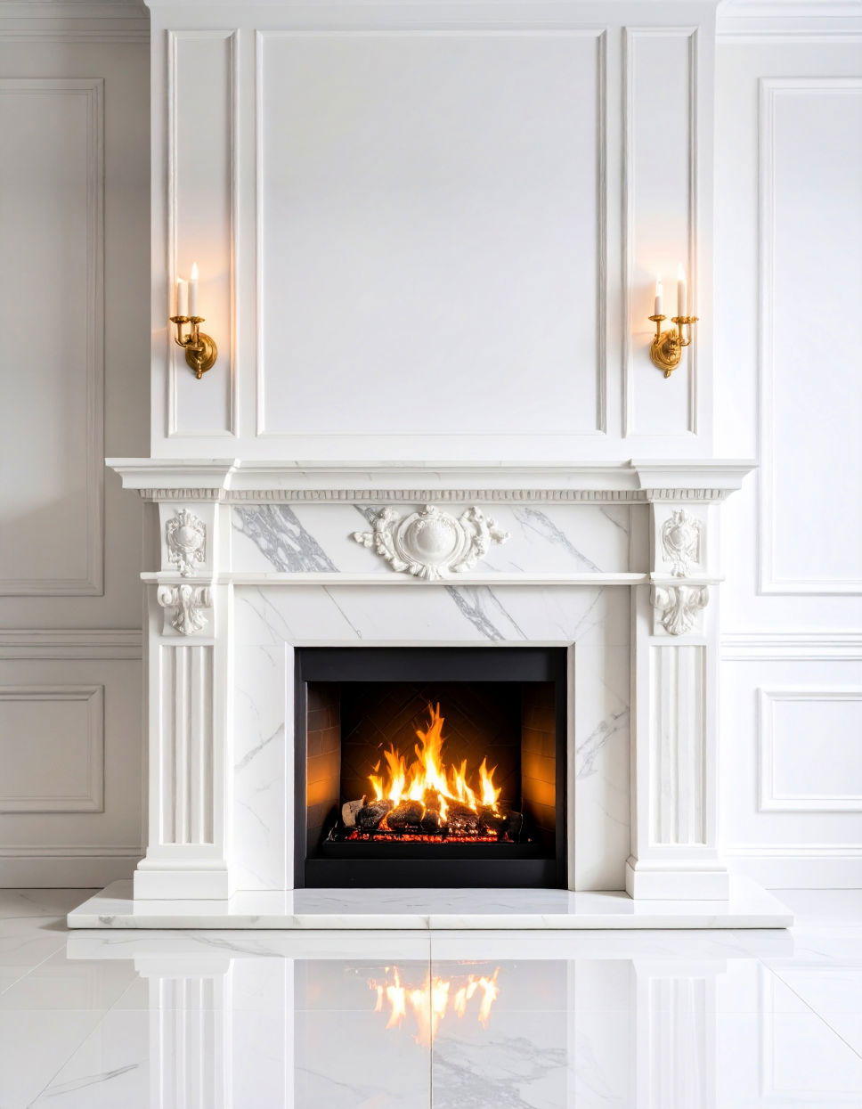 Sleek Marble Fireplace Hearth