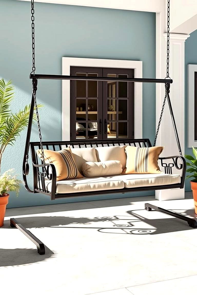 Sleek Metal Porch Swing - 25 Front Porch Swing Ideas