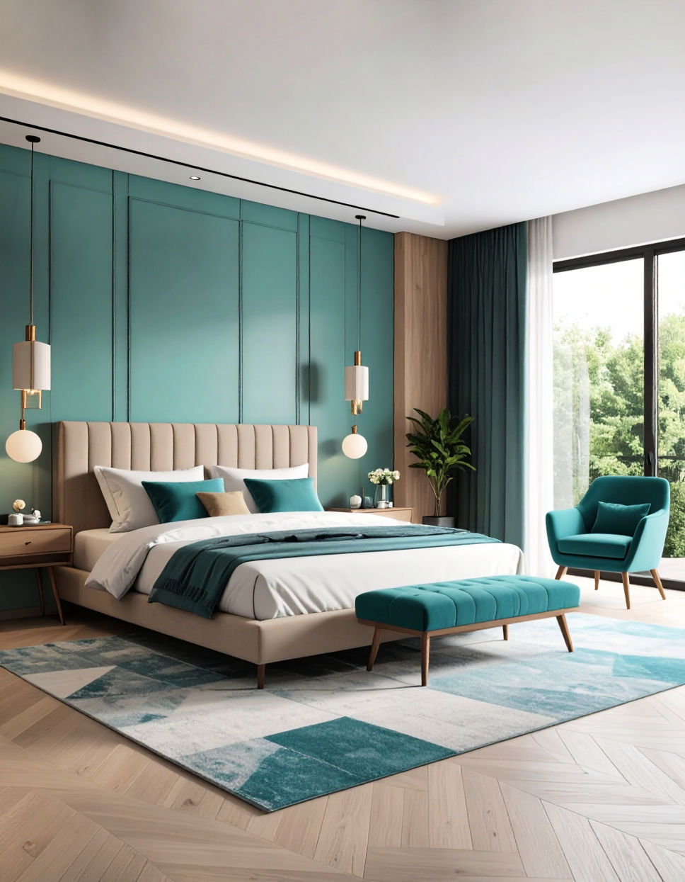 Sleek Modern Bedroom with Turquoise Touches Turquoise Bedroom Ideas