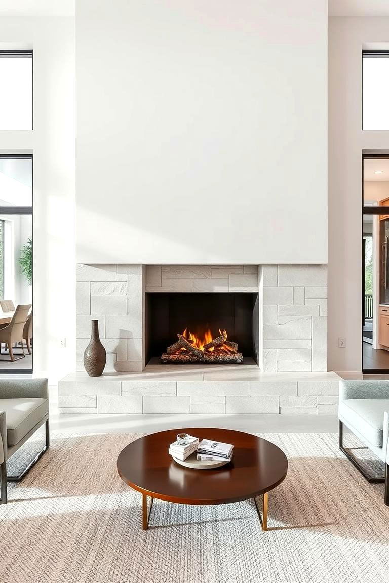 Sleek Modern Faux Stone Fireplace - 25 Faux Stone Fireplace Ideas